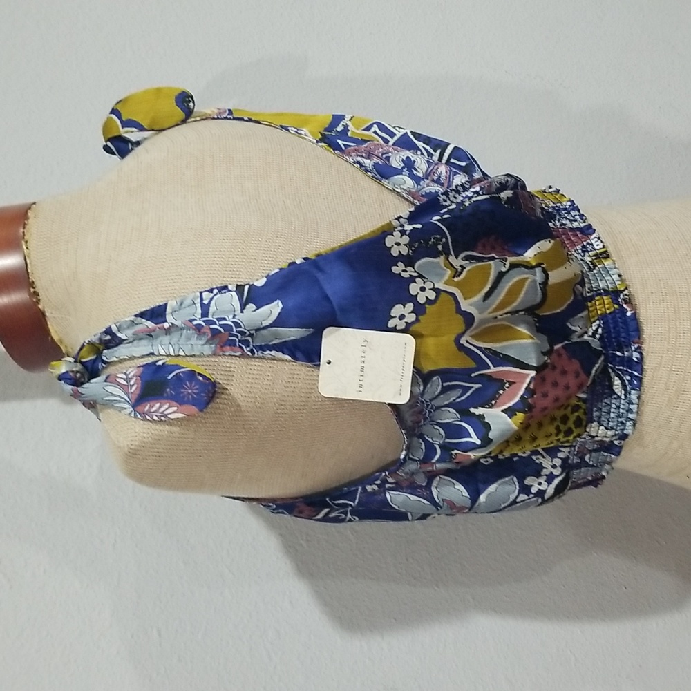 Free People Weekend in Montauk Smocked Crop Tie Strap Tank Blush Combo S…